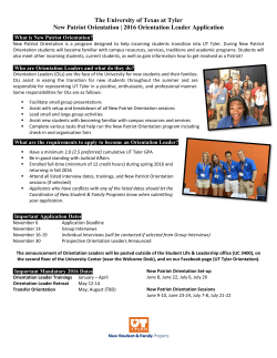 The University of Texas at Tyler New Patriot Orientation