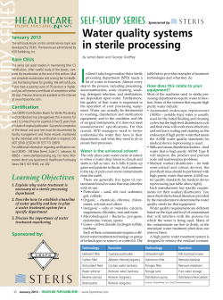 Self Study Series Water quality systems in sterile processing