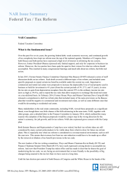Federal Tax / Tax Reform Issue Summary