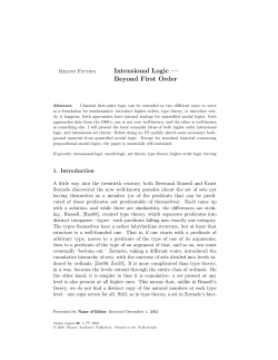 Intensional Logic &mdash; Beyond First Order