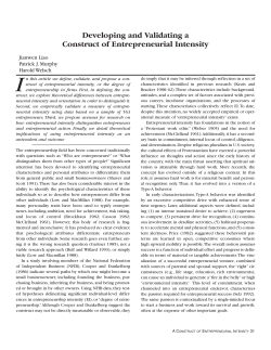 Developing and Validating a Construct of Entrepreneurial Intensity