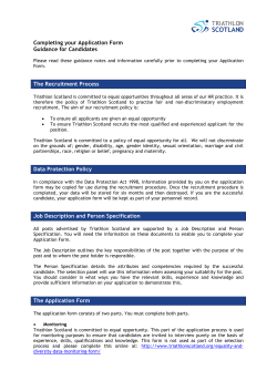 Completing your Application Form Guidance for Candidates The