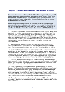 Chapter 6: Observations on a last resort scheme