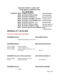 Cause List commencing week 27th June 2016
