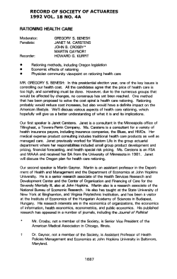 Rationing Health Care - Society of Actuaries