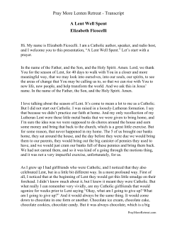 Pray More Lenten Retreat - Transcript A Lent Well Spent Elizabeth