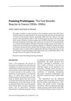 Framing Prototypes: The Fast Breeder Reactor in France (1950s