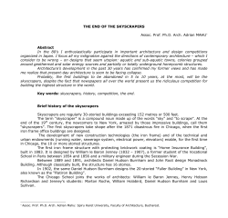 THE END OF THE SKYSCRAPERS Assoc. Prof. Ph.D. Arch. Adrian