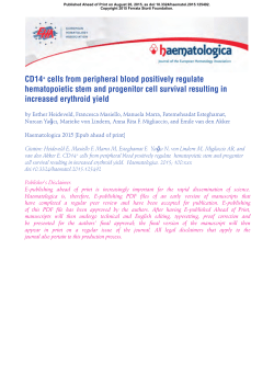 CD14+ cells from peripheral blood positively regulate hematopoietic