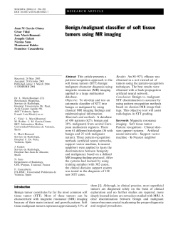 Benign /malignant classifier of soft tissue tumors