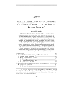MORALS LEGISLATION AFTER LAWRENCE: CAN STATES