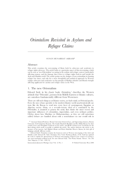Orientalism Revisited in Asylum and Refugee Claims