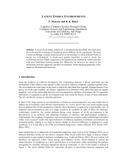 LATENT ENERGY ENVIRONMENTS F. Menczer and R. K. Belew