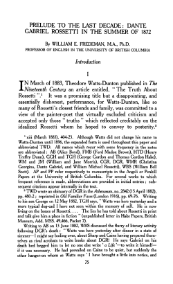 PRELUDE TO THE LAST DECADE: DANTE GABRIEL ROSSETTI IN
