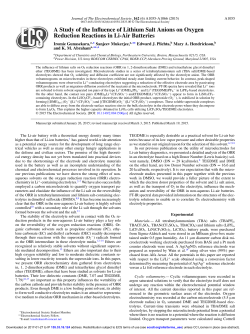 A Study of the Influence of Lithium Salt Anions on Oxygen Reduction