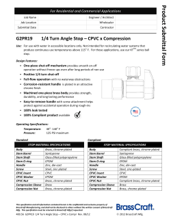 400.56 G2PR19 1/4 Turn Angle Stop – CPVC x Compr Rev. 08/12