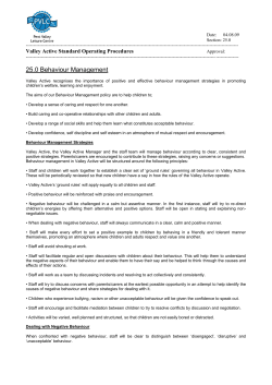 25.0 Behaviour Management
