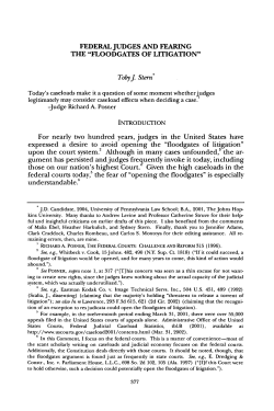 Federal Judges and Fearing the "Floodgates of Litigation"