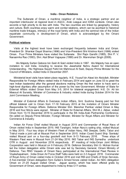 India - Oman Relations The Sultanate of Oman, a maritime neighbor