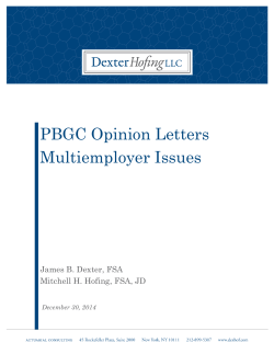 PBGC Opinion Letters Multiemployer Issues