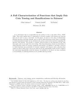 A Full Characterization of Functions that Imply Fair Coin Tossing and