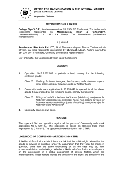 OFFICE FOR HARMONIZATION IN THE INTERNAL MARKET