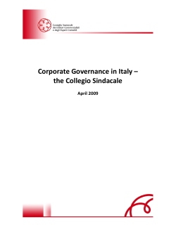 Corporate Governance in Italy &ndash; the Collegio Sindacale