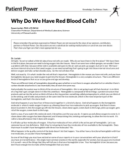 Patient Power Why Do We Have Red Blood Cells?