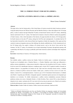 THE U.S. FOREIGN POLICY FOR SOUTH AMERICA A POL&Iacute;TICA