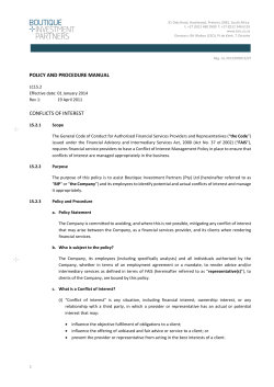 Conflict of Interest - Boutique Collective Investments