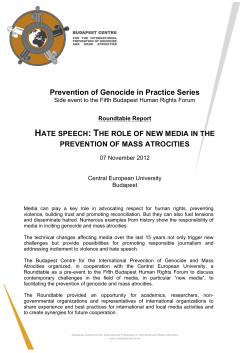 Roundtable Report: HATE SPEECH- THE ROLE OF NEW MEDIA IN
