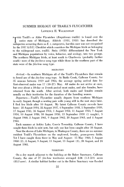 SUMMER BIOLOGY OF TRAILL`S FLYCATCHER