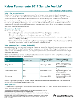 Kaiser Permanente 2017 Sample Fee List Northern California