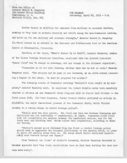 (press release), April 29, 1953