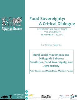 Rural Social Movements and Di&aacute;logo de Saberes