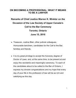 ON BECOMING A PROFESSIONAL: WHAT IT MEANS TO BE A