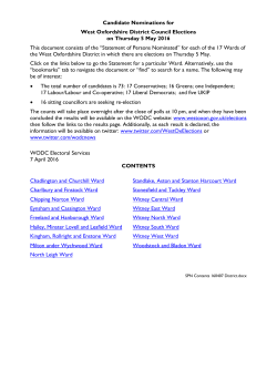 Candidate Nominations for West Oxfordshire District Council