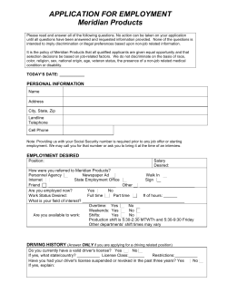 APPLICATION FOR EMPLOYMENT Meridian Products