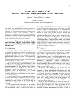 Presence and the Meaning of Life: Exploring (Tele)Presence