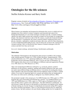 Ontologies for the life sciences