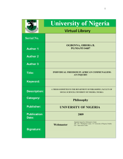 Individual freedom in African communalism: An inquiry