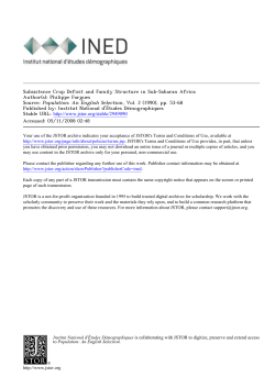 Subsistence Crop Deficit and Family Structure in