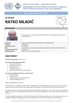 Case Information Sheet - International Criminal Tribunal for the