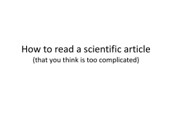 How to read a scientific article (that you think is too complicated)
