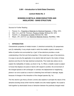 3.091 &ndash; Introduction to Solid State Chemistry Lecture Notes No