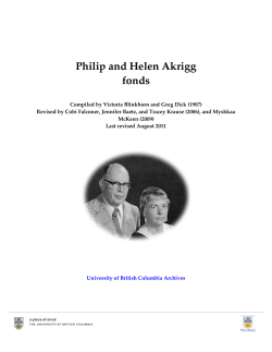 Philip and Helen Akrigg fonds - UBC Library