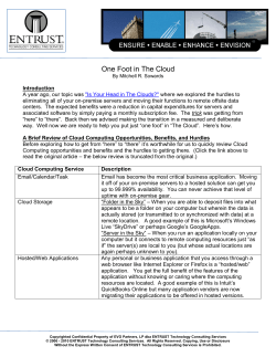 One Foot in The Cloud - ENTRUST Technology Consulting Services