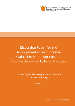 Discussion Paper for the Development of an Outcomes Evaluation