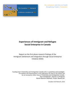 Experiences of Immigrant and Refugee Social Enterprise in Canada