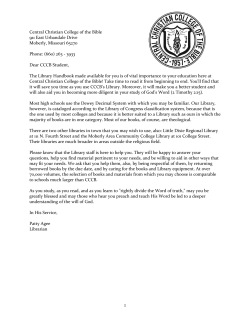 Library Handbook - Central Christian College of the Bible